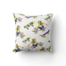 Throw Pillow Skateboarder Girl Pattern