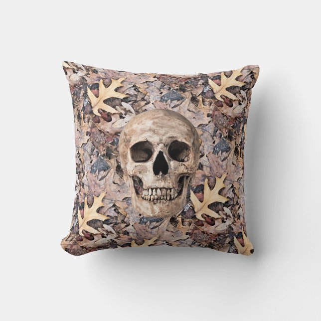 Throw pillow - Skull, Leaves, Catacombs. (Front)