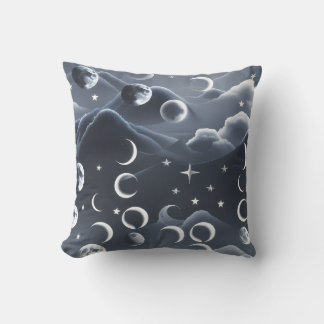 Throw Pillow - Sky Grey Celestial Moon Phases