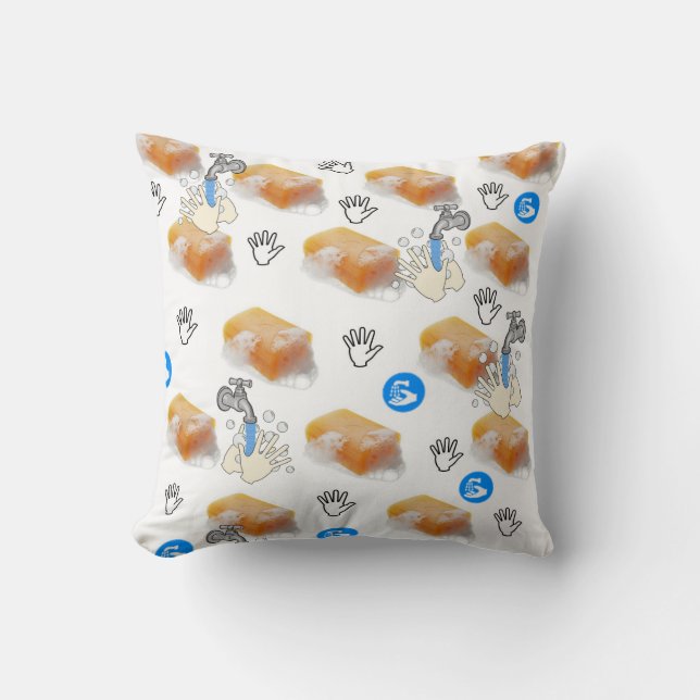 Throw Pillow Soap Hand Washing (Front)