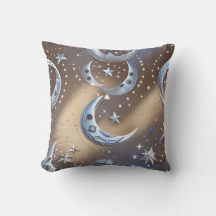 Throw Pillow - Soft Beige Silvery Blue Celestial 