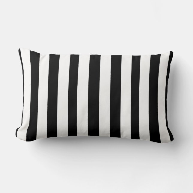 Throw Pillow Stripe Black White (Front)