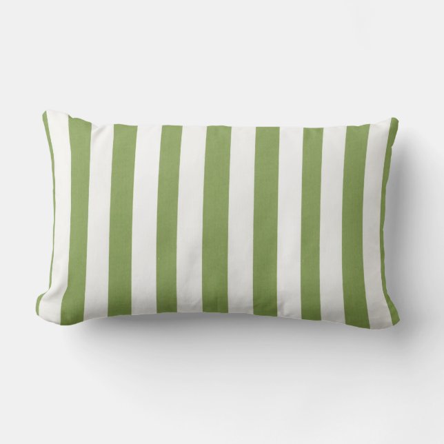 Throw Pillow Stripe Green White (Front)