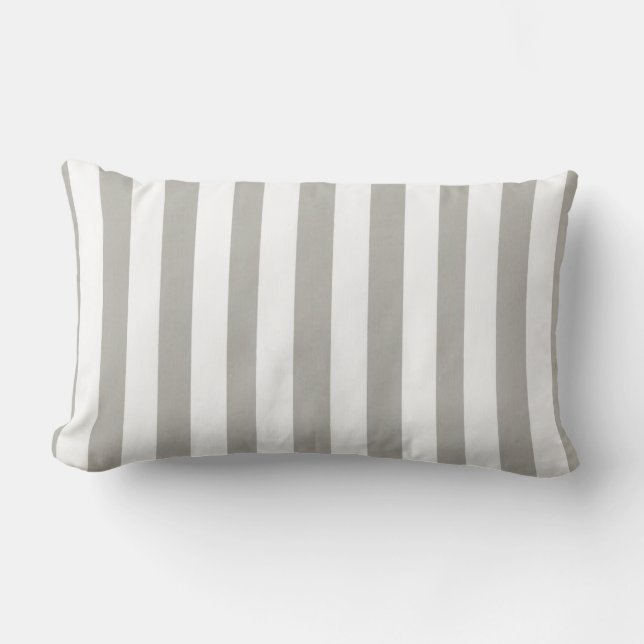 Throw Pillow Stripe Grey White (Front)