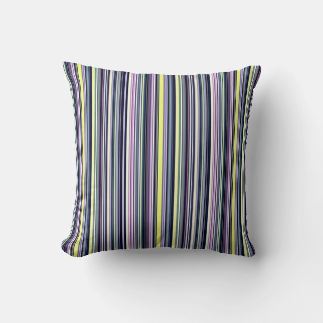 Throw Pillow Stripe Purple Blue Yellow (Front)