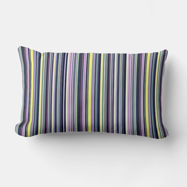 Throw Pillow Stripe Purple Blue Yellow (Front)