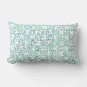 Throw Pillow Teal & Gold Arabesque Decorative Cush