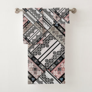 Throw Pillow Tribal ethno traditional geometrical  Bath Towel Set