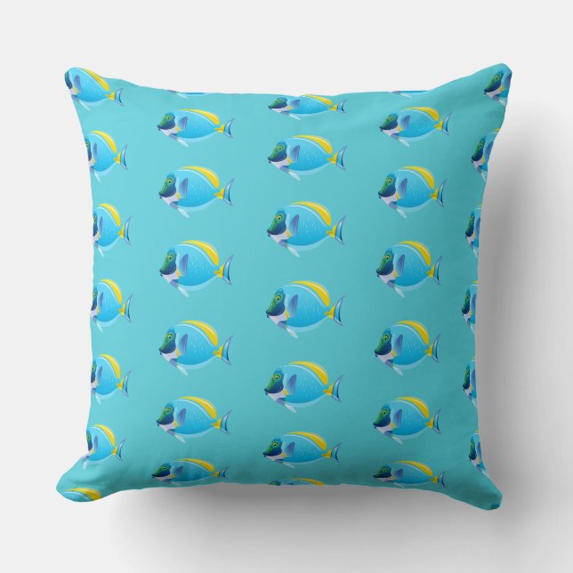 Throw Pillow-Tropical Fish Cushion (Front)