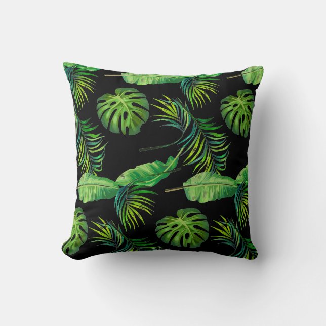 Throw Pillow-Tropical Leaves Cushion (Front)