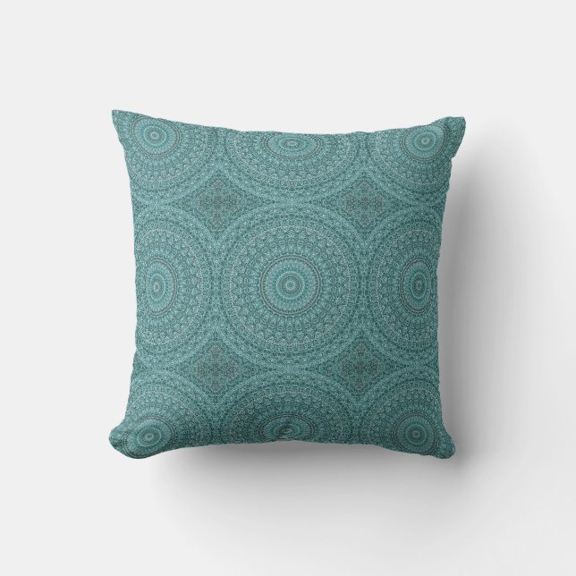 Throw Pillow Turqoise Mandela Design HAMbyWG (Front)