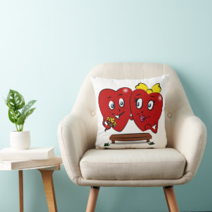 Throw Pillow Valentine's Day Couple Red Hearts