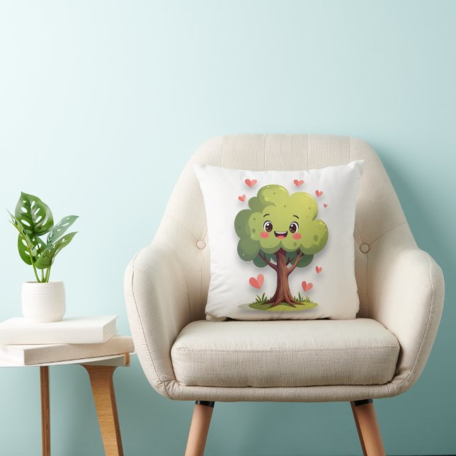 Throw Pillow Valentine's Day Tree Red Hearts (Chair)