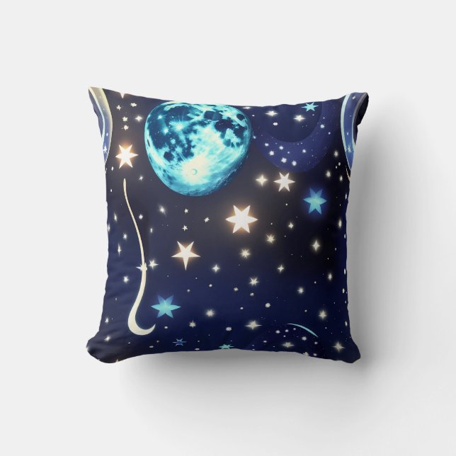 Throw Pillow - Velvet Navy Celestial Moon (Front)