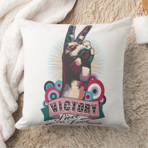Throw Pillow – Victory Peace & Love Pop-Art Design