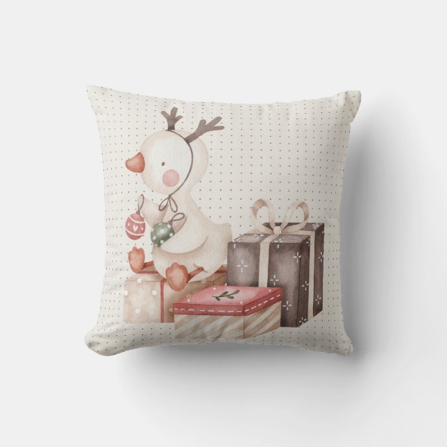 Throw Pillow w/ Christmas Duck (Front)