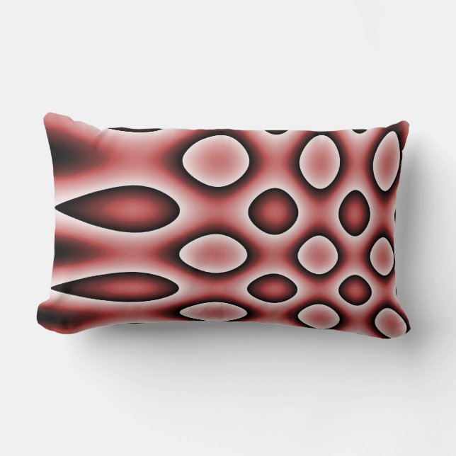 Throw Pillow, Warped Polka Dot Pattern, Red Lumbar Cushion (Front)