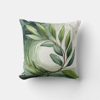Throw Pillow | Watercolor Olive Branch II