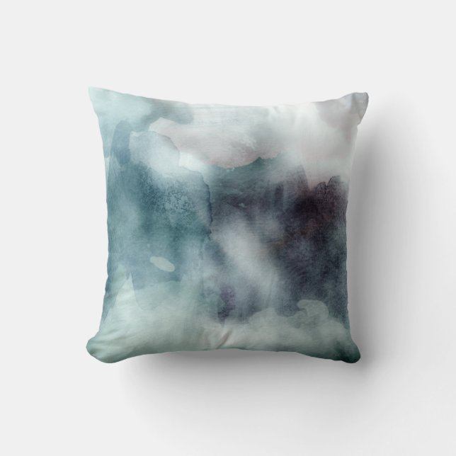 Throw Pillow - Watercolor Teals (Front)