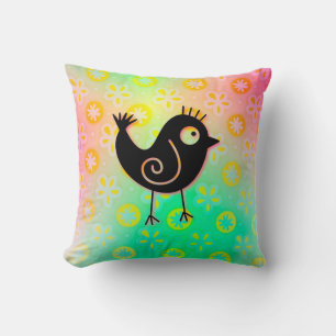 Throw Pillow/Whimsical Bird Cushion