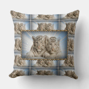 Throw Pillow/White Tigers Cushion