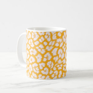 Throw Pillow White yellow abstract leopard print Coffee Mug