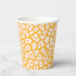 Throw Pillow White yellow abstract leopard print Paper Cups