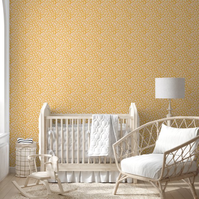 Throw Pillow White yellow abstract leopard print Wallpaper (Kids)