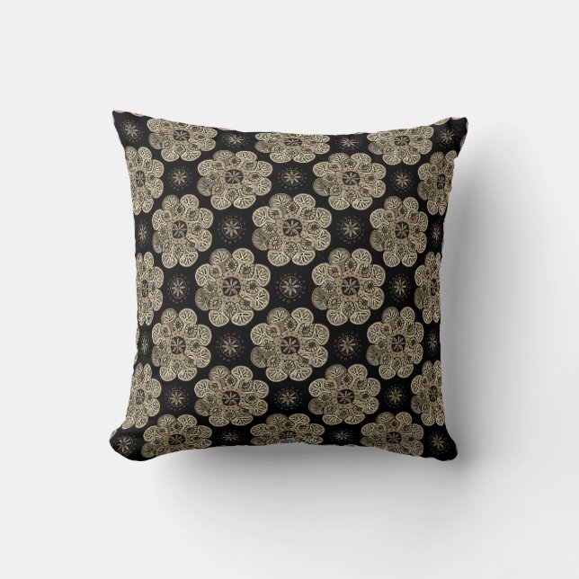 Throw Pillow with black and tan print (Front)