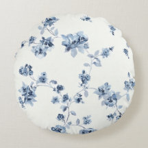 Throw Pillow with Blue Floral Print