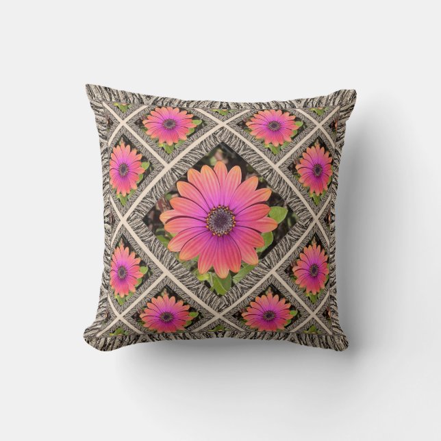 Throw Pillow with Brilliant African Daisy (Front)