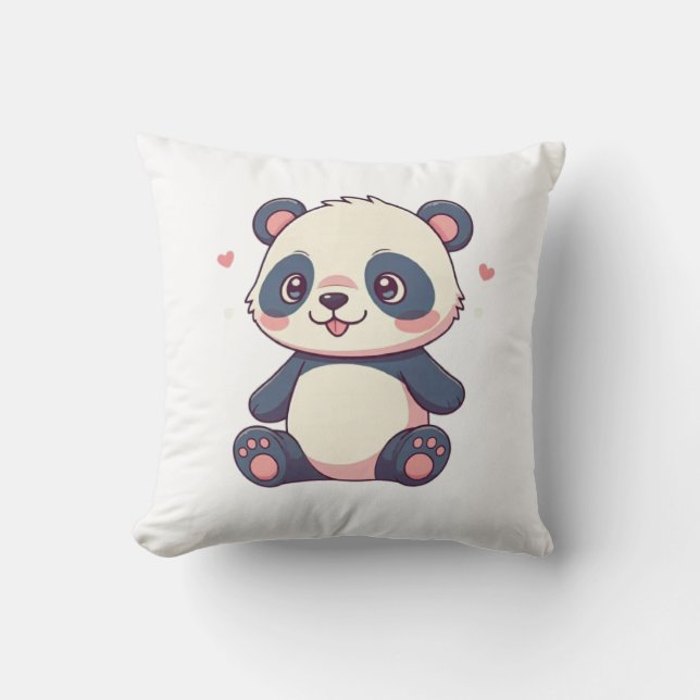 throw pillow with cute baby panda design (Front)