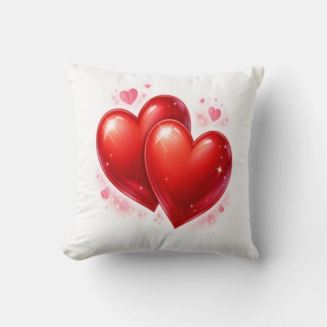 Throw Pillow with hearts, decorative element  (Front)