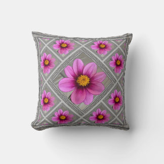 Throw Pillow with Lovely Pink Dahlias