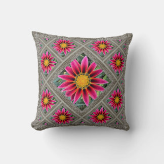 Throw Pillow with Magenta Gazania