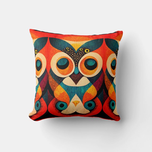 Throw Pillow with owl print (Front)