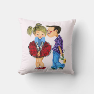Throw Pillow with Romantic Couple - Love - Kiss