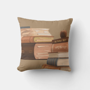 Throw Pillow with the design of stack of books