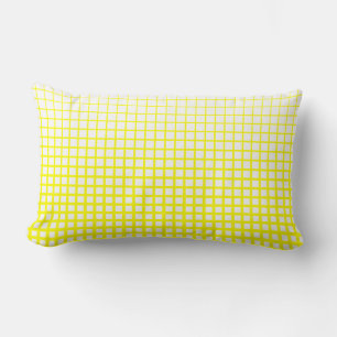 Throw Pillow, Yellow and White Net Design Lumbar Cushion
