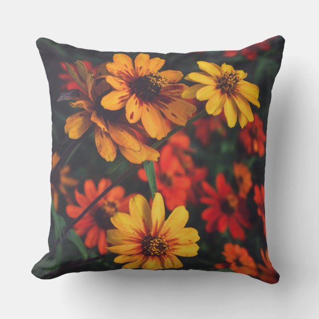 Throw Pillow Yellow Orange Daisy Floral Botanical (Front)