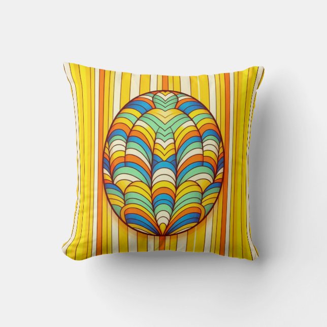 Throw Pillow Yellow Stripe  (Front)