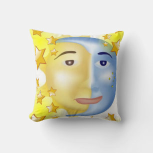 Throw Pillow Yellow Sun Blue Moon