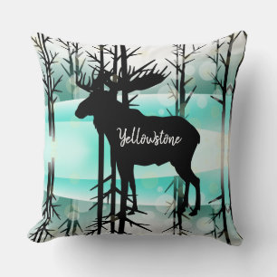 Throw Pillow-Yellowstone Moose Cushion