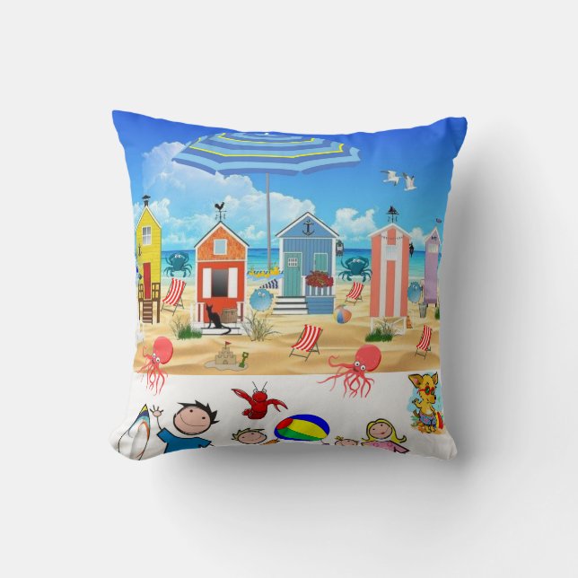 Throw Pillows Beach Fun Octopus (Front)