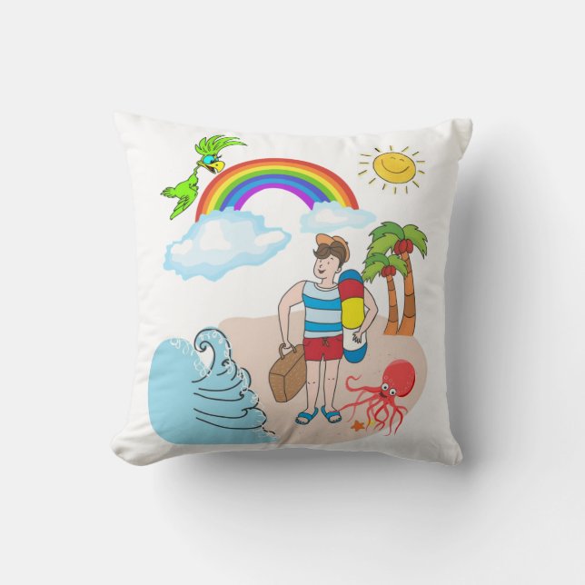 Throw Pillows Beach Fun Octopus (Front)