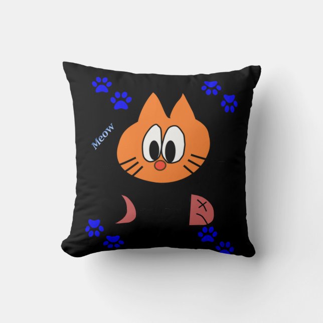Throw Pillows Cat Paws Black (Front)