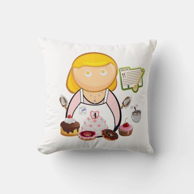 Throw Pillows Eggs Chef Cupcake Bakery (Front)