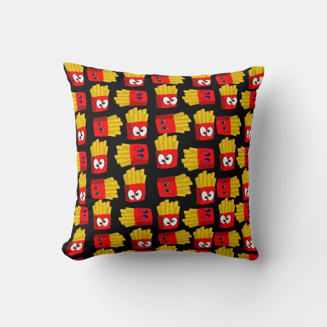 Throw Pillows French Fries Black Red (Front)