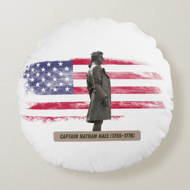 Throw pillows-Nathan Hale (1755–1776) Spy American Round Cushion (Front)