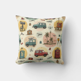 Throw Pillows With Travel Pattern